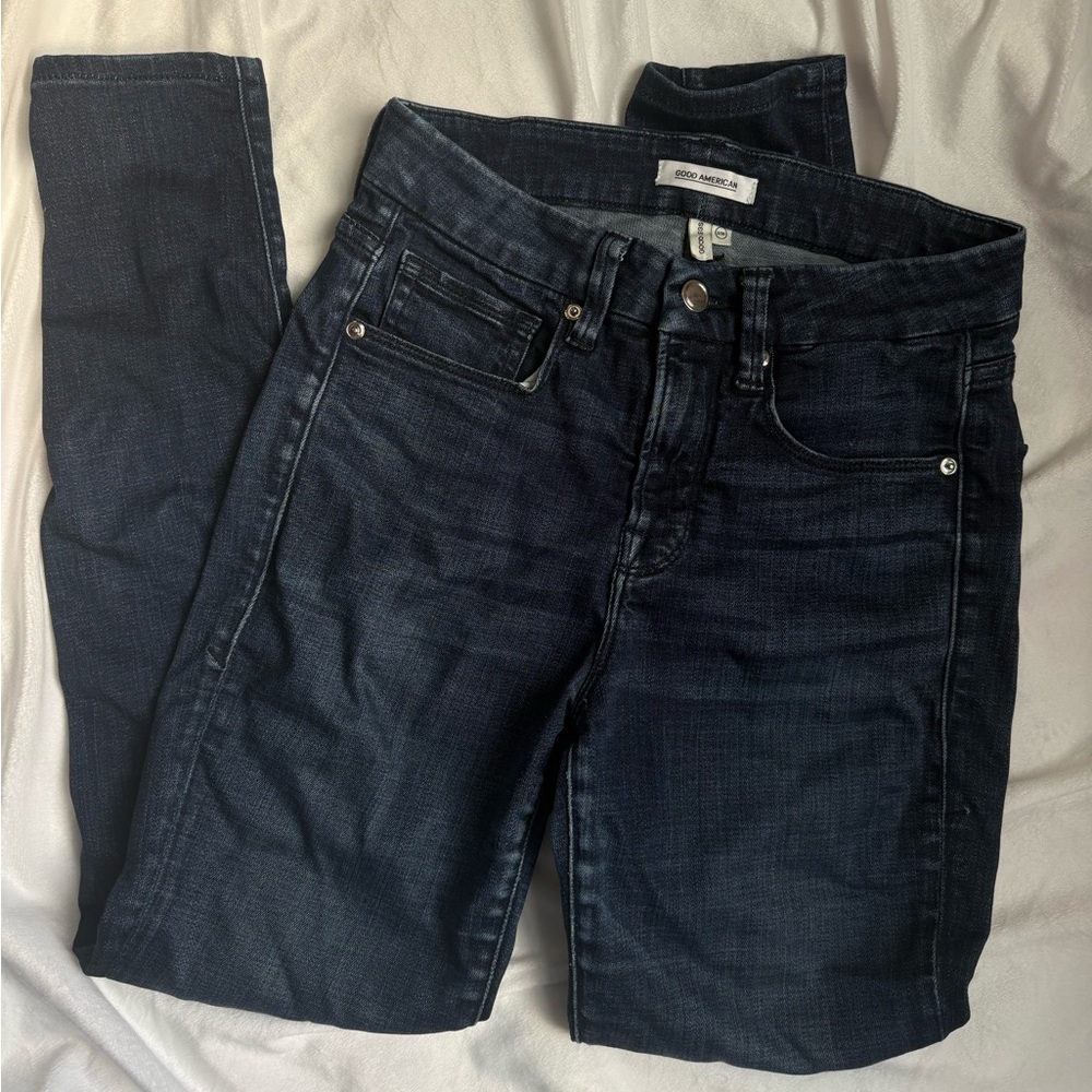Good American Good Legs Skinny Jeans Dark Wash Size 2 / 26 Stretch Denim